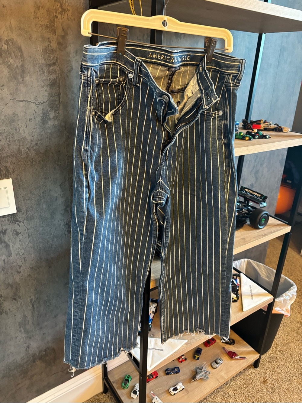 American Eagle Outfitters Blue Striped Cropped Jeans